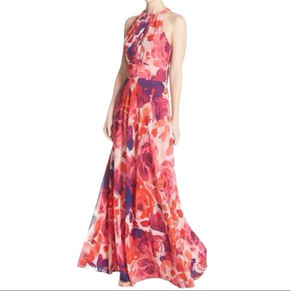 eliza j floral print halter maxi dress